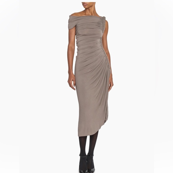 Alaïa Black Pipe Asymmetric One Shoulder Jersey Maxi Dress Evening NWT - Picture 1 of 14
